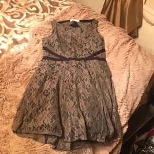 Army green lace & black dress